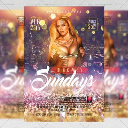 Download Sundays Block Party PSD Flyer Template Now
