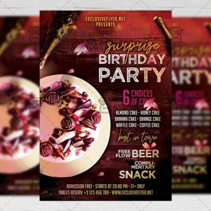 Download Surprise Birthday Party PSD Flyer Template Now
