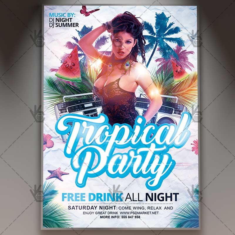 tropical club flyer background