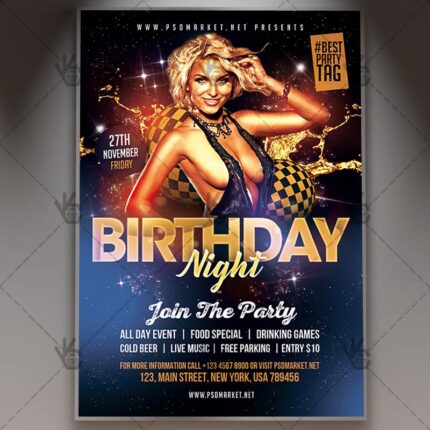 Download Birthday Night Flyer - PSD Template