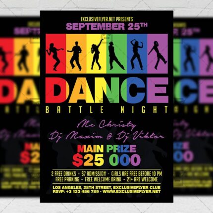 Download Dance Battle Night PSD Flyer Template Now