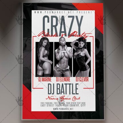 Download Black Party Event Flyer - PSD Template