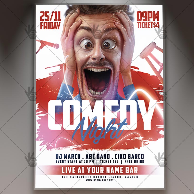 comedy_party_flyer_psd_psdmarket_1.jpg Download Comedy Party Flyer - PSD Template