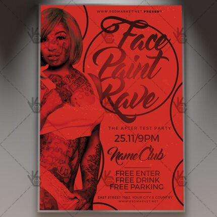 Download Face Paint Rave Flyer - PSD Template