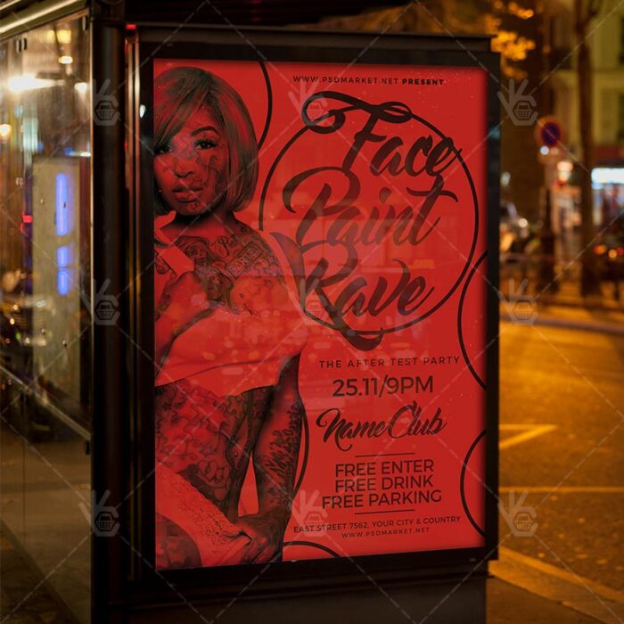 Download Face Paint Rave Flyer - PSD Template-3