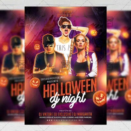 Download Halloween Dj Night PSD Flyer Template Now