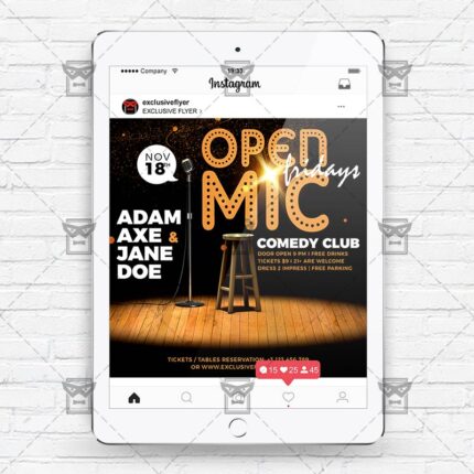 Download Open Mic Fridays PSD Instagram Flyer Template Now