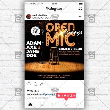 Download Open Mic Fridays PSD Instagram Flyer Template Now