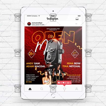 Download Open Mic PSD Instagram Flyer Template Now