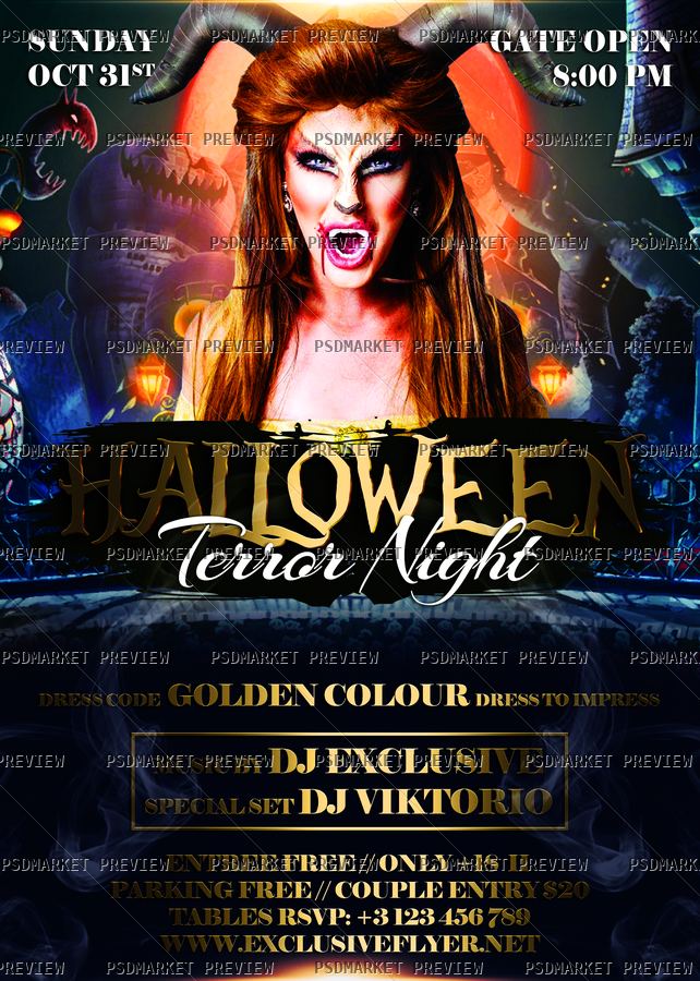Terror Night Flyer – Halloween A5 Template protected artwork preview