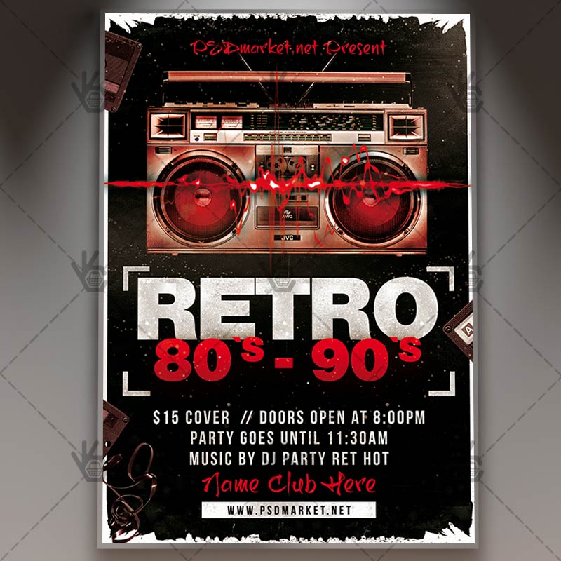 Download Retro 80s 90s Flyer Flyer PSD Template PSDmarket