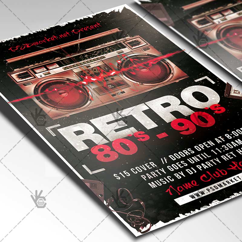 Retro 80's club flyer