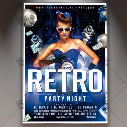 Download Retro Party Night Flyer - PSD Template