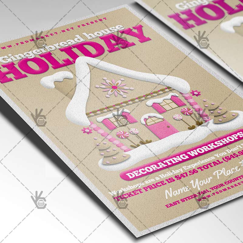 Download Gingerbread House Flyer PSD Template PSDmarket