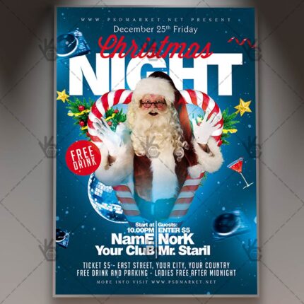 Download Merry Christmas Night Flyer - PSD Template