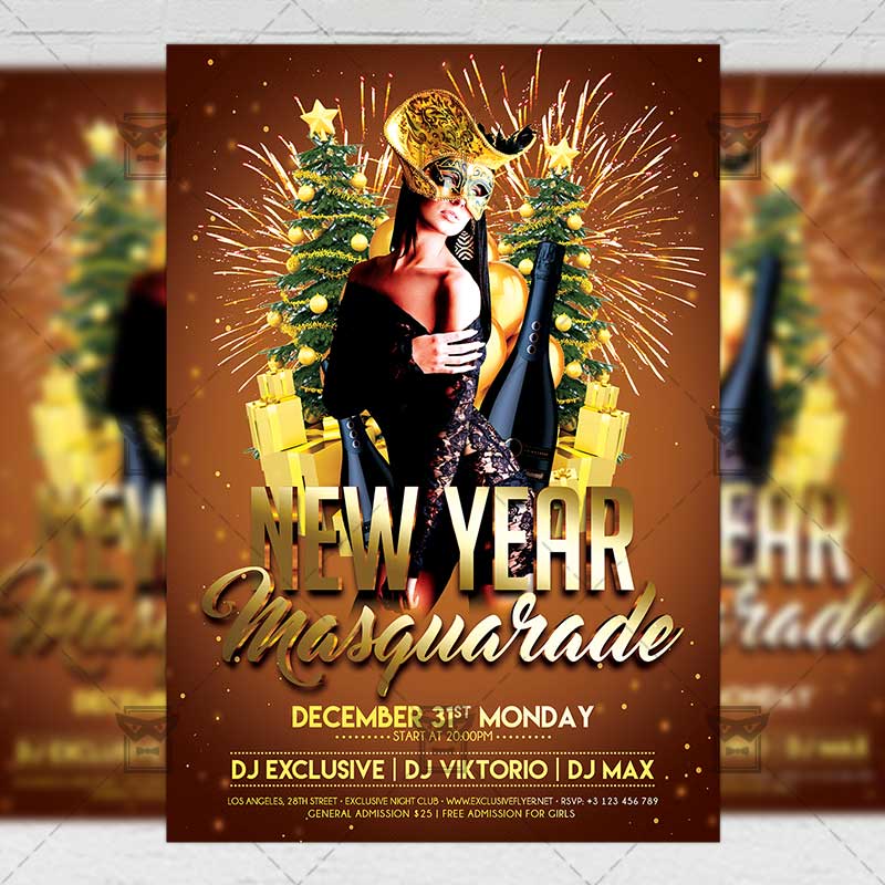 new_year_masquarade-premium-flyer-template-1.jpg Download 2019 New Year Night PSD Flyer Template Now