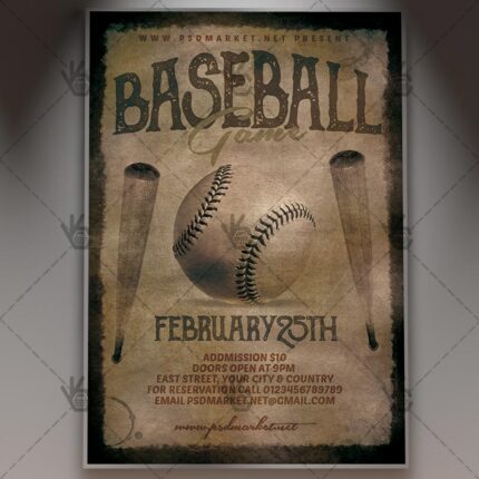 Download Baseball Game Flyer - PSD Template