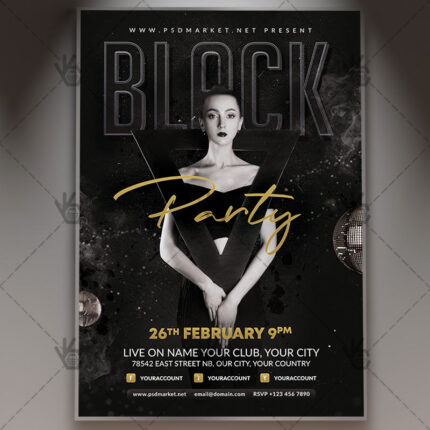 Download Black Night Party Flyer - PSD Template