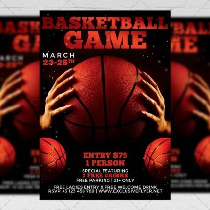 Download Basketball Game Night PSD Flyer Template Now
