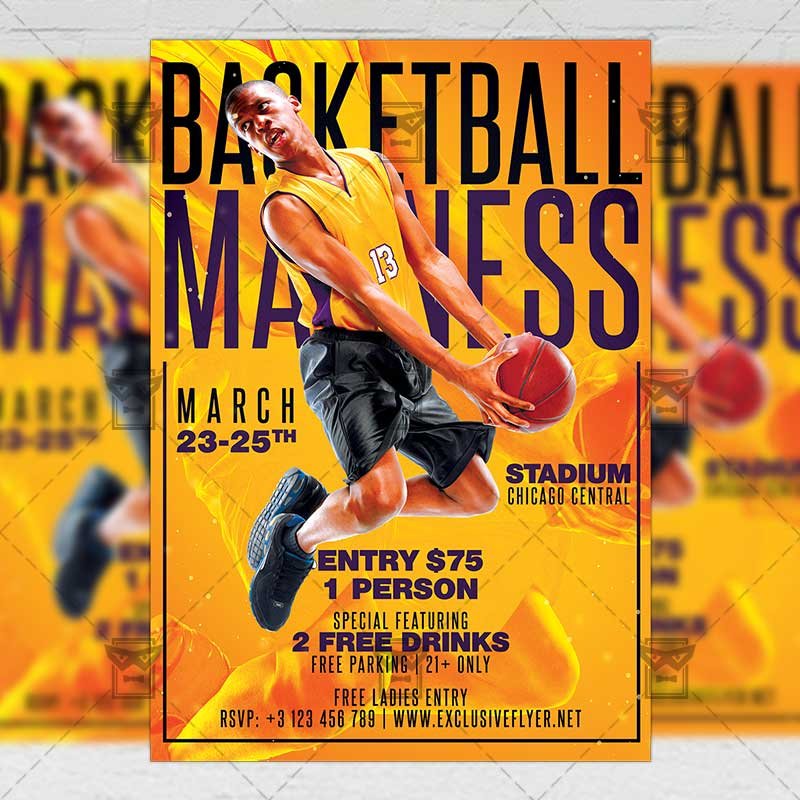 basketball_madness-premium-flyer-template-1.jpg Basketball Madness Flyer - Sport A5 Template - Image 1