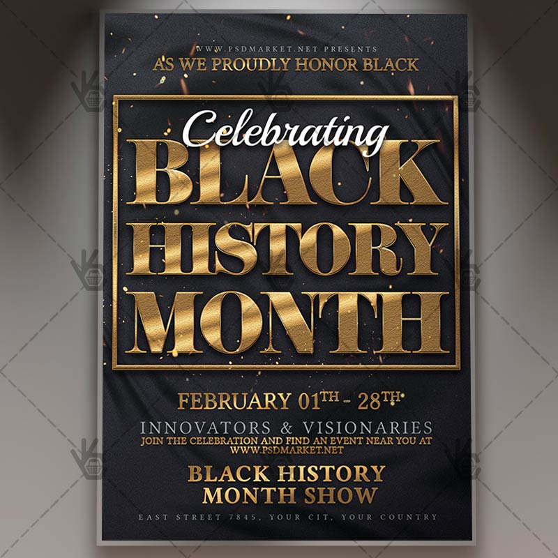 black_history_month_celebrating_flyer_psd_psdmarket_1.jpg Download Black History Month Celebrating Flyer - PSD Template