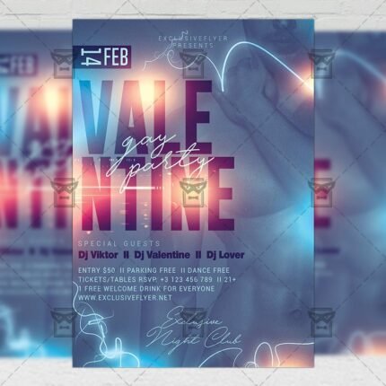 Download Gay Valentines Party PSD Flyer Template Now