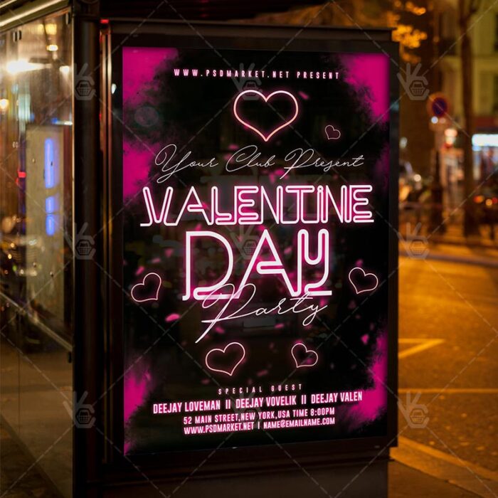 Download Neon Valentine Day Flyer - PSD Template-3