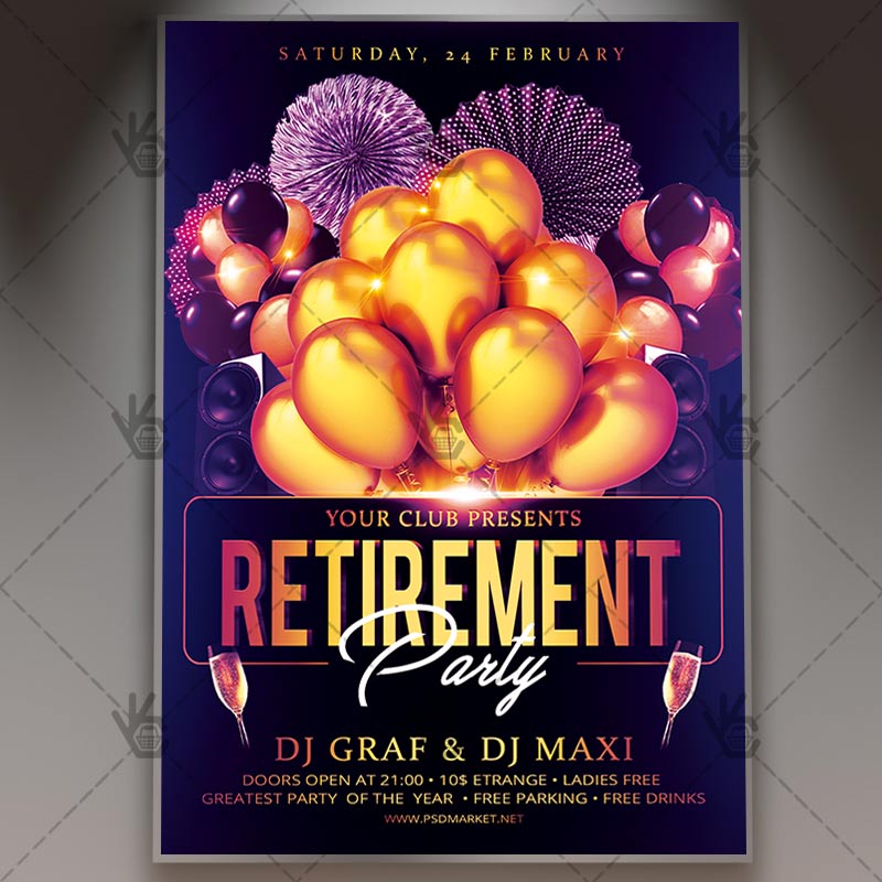 Retirement Party Flyer PSD Template PSDmarketAfrican Flyer