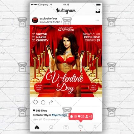 Download Valentine Day PSD Instagram Flyer Template Now