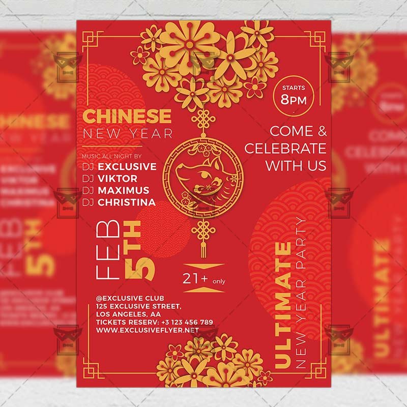 year_of_the_pig_celebration-premium-flyer-template-1.jpg Year of the Pig Celebration Flyer - Seasonal A5 Template - Image 1
