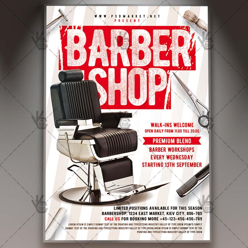 Download Barber Shop Free PSD Flyer Template