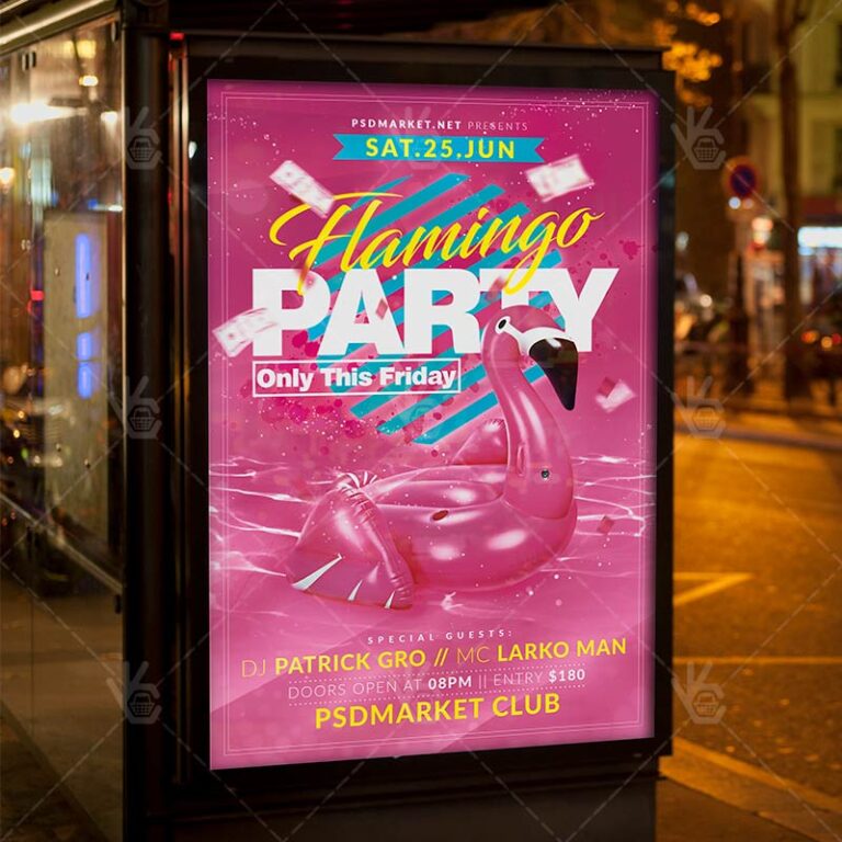 Download Flamingo Party Flyer - PSD Template-3