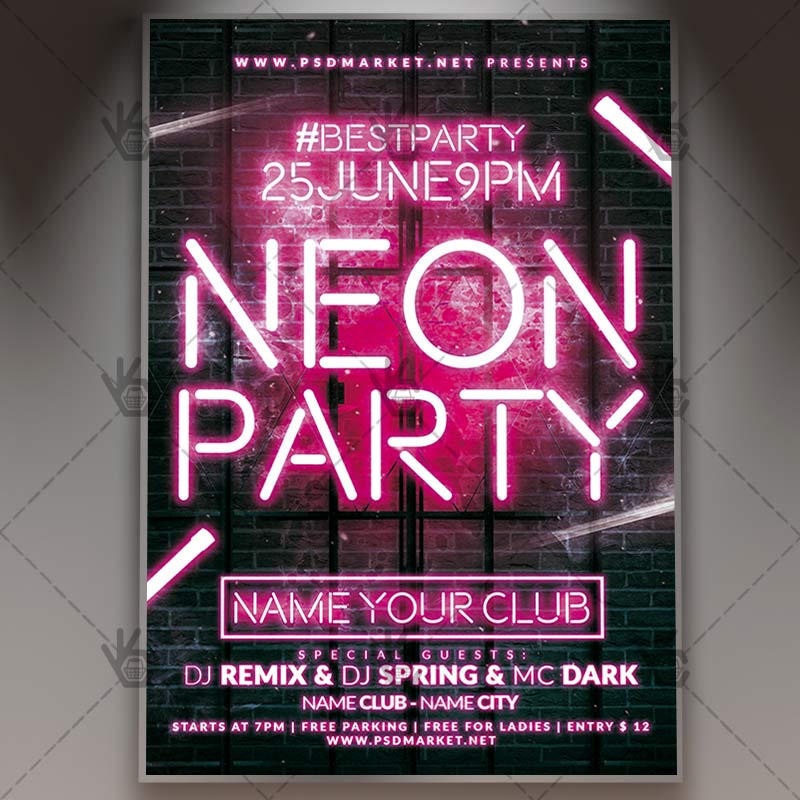 neon_party_flyer_psd_psdmarket_1.jpg Download Neon Party Flyer - PSD Template