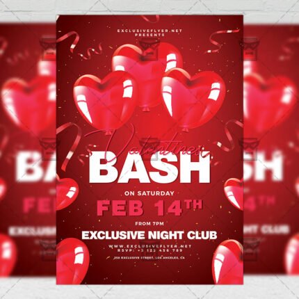 Download Valentines Bash PSD Flyer Template Now