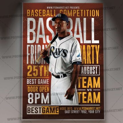 Download Baseball Match Flyer - PSD Template