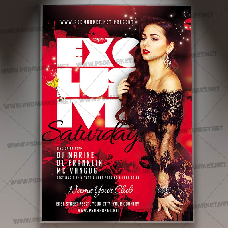 exclusive_saturdays_flyer_psd_psdmarket_1.jpg Download Exclusive Saturdays Flyer - PSD Template
