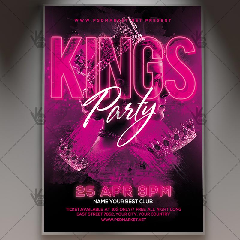 Kings Night Flyer Template - Party Flyers for photoshop