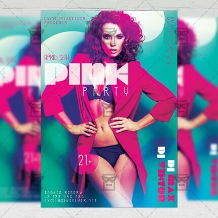 Download Pink Party Night PSD Flyer Template Now
