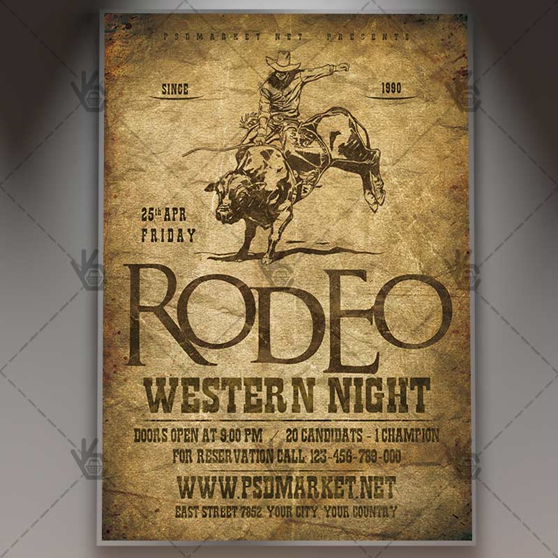 rodeo_flyer_psd_psdmarket_1.jpg Download Rodeo Flyer - PSD Template