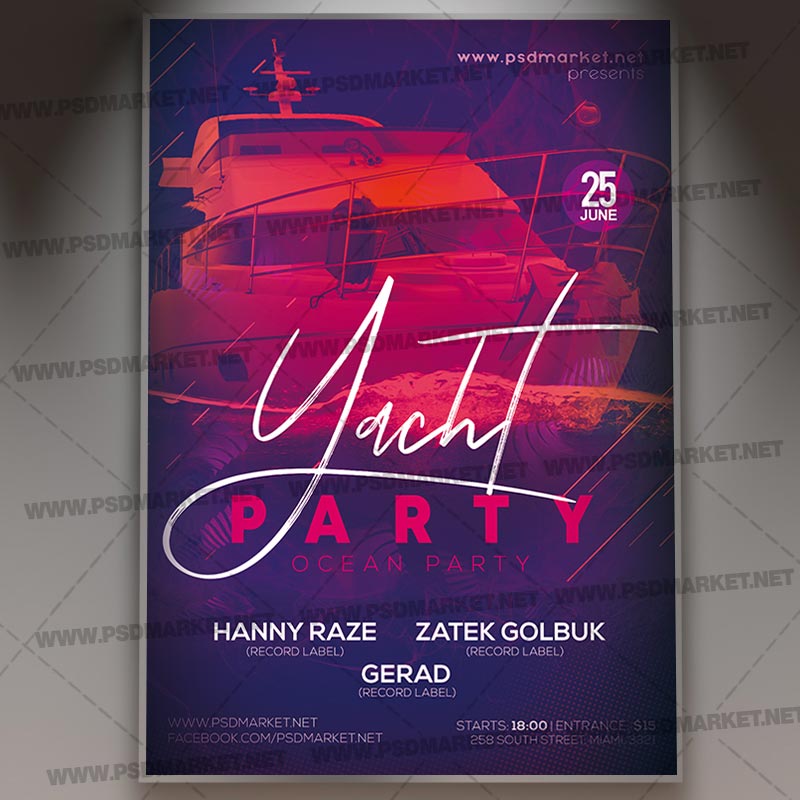 Yacht Party Flyer - PSD Template