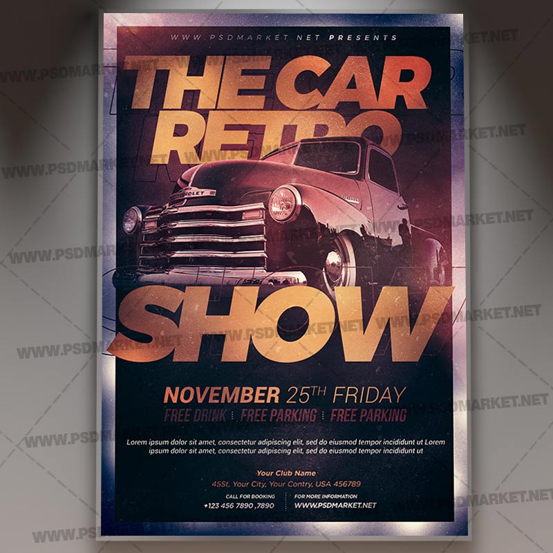 car_retro_show_flyer_psd_psdmarket_1.jpg Download Car Retro Show Flyer - PSD Template