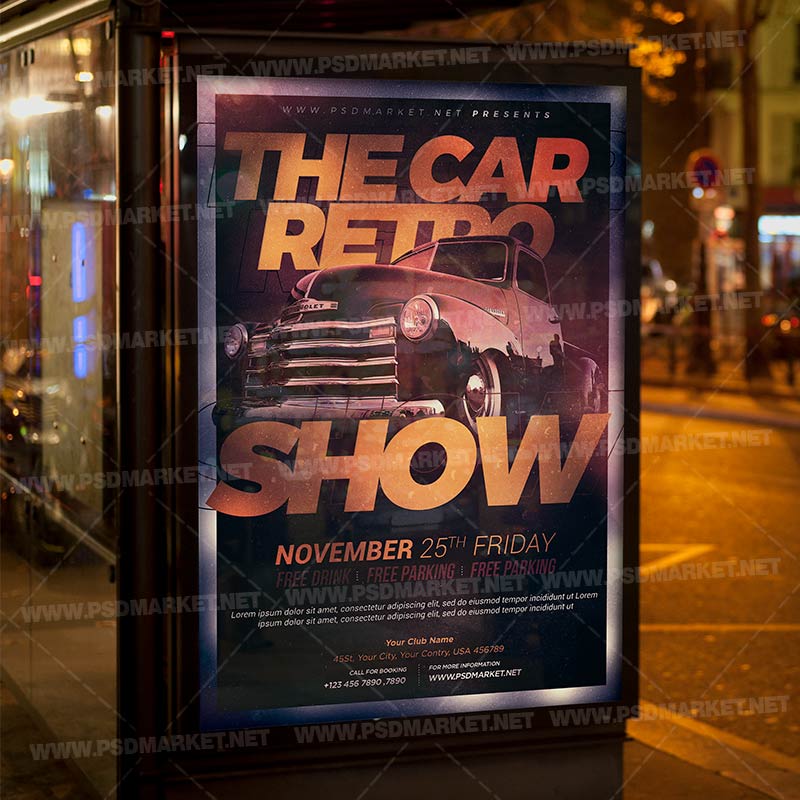 car_retro_show_flyer_psd_psdmarket_3.jpg Download Car Retro Show Flyer - PSD Template-3
