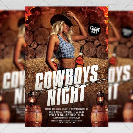 Download Cowboys Night PSD Flyer Template Now