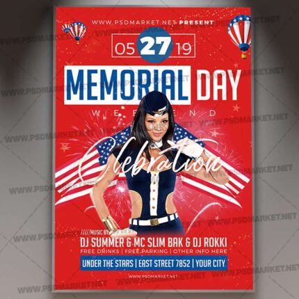 Download Memorial Day Celebration Flyer - PSD Template