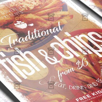 Download Traditional Fish and Chips PSD Flyer Template Now