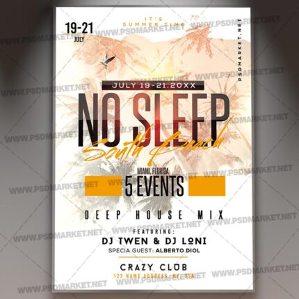 Download Beach Deep House Flyer - PSD Template