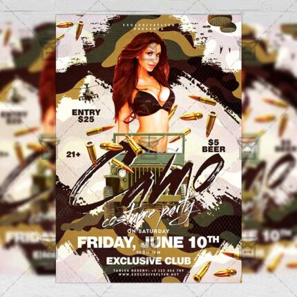 Download Camo Costume Party PSD Flyer Template Now
