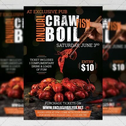 Download Crawfish Boil Invitation PSD Flyer Template Now