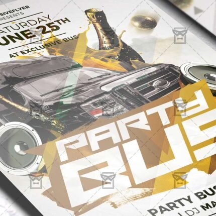 Download Party Bus Night PSD Flyer Template Now