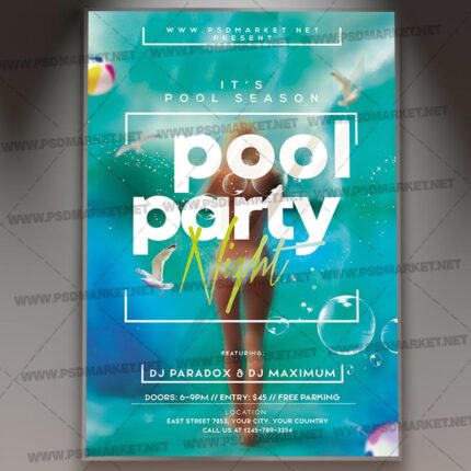 Download Pool Night Party Flyer - PSD Template